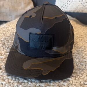 Coach Black and Gray Camo Hat leather accents